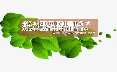 投资40亿欧元加码中国市场 大众汽车有备而来|开元棋牌app
